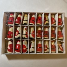 Vintage Midwest Importers 24 Hand Painted Wood Santa Claus Ornaments New In Box picture
