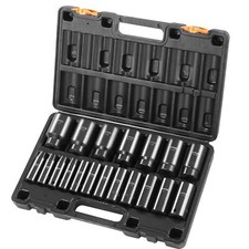 19 Piece Alloy Steel Impact Socket Set 1/2 Inches Deep Socket 6-Point Sockets picture