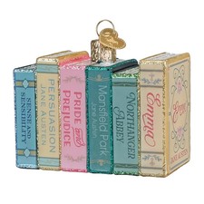 Old World Christmas JANE AUSTEN BOOKS (32857) Glass Ornament w/OWC Box picture