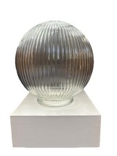3” Fitter Ceiling Light Round Ribbed Clear Glass Globe Flush Mount 6” DIA FS picture