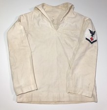 VTG US Navy Petty Officer Pharmacist Crackerjack Uniform Jumper  SZ S Off White picture