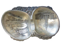 Vtg Cleveland Ohio Municipal Stadium Terminal Tower Metal Ashtray Trinket Tray picture