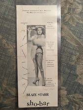 Vintage Blaze Starr 1960 Sho-Bar New Orleans Burlesque Star Tabletop Tent Rare picture