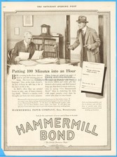 1919 Hammermill Paper Company Ad Erie PA Vintage Putting 100 Hours into an Hour picture