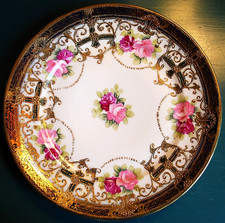 Antique HAND PAINTED NIPPON Gold Moriage 8.5