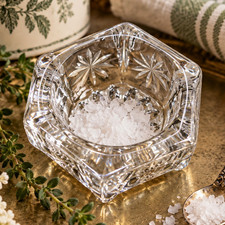 VTG Clear Glass Hexagonal Salt Cellar 1.5” Miniature Open Salt Dip Starburst Fan picture