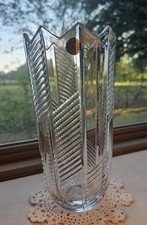 24% Lead Crystal Vase Art Deco Style Made in Czech Republic 10”T × 5
