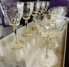 Tiffin Antique Mandarin Yellow Flanders 1927 Champagnes &  Goblets  11-PC Set picture