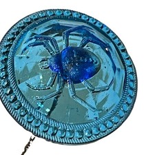 Antique Victorian Edwardian Cobalt Blue Czech Pressed Glass Spider Hat Pin  picture