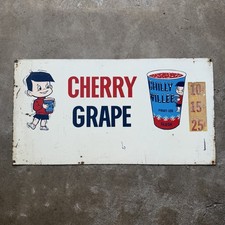 VINTAGE CHILLY WILLEE Metal Sign Double Sided 15”x28” Cherry Grape picture