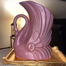 Vintage Niloak Pink Swan Clay Planter Vase Pottery 1940's GUC picture