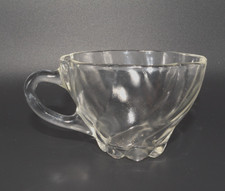 Vintage Clear Glass Punch Cup Swirl Pattern Pressed Glass Coffee Mug picture