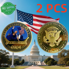2 PCS 2024 President Trump Commemorative Coin Take America Back Metal Coin picture