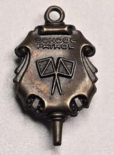 Vintage Jostens School Safety Patrol Pin Badge Bronze Tone Shield Cross Flags picture