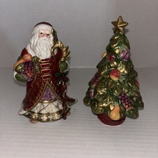 Fitz and Floyd Renaissance Santa Claus Christmas Tree Salt and Pepper NEW picture