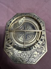 Franklin Mint Universal Sundial Compass Nautical Octagon Wood Base Metal picture