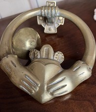 Vintage Brass Claddagh Irish Door Knocker picture