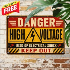 Danger High Voltage Warning Sign Electrical Hazard Safety Metal Plaque picture