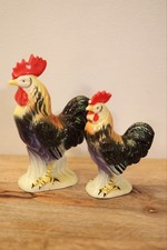 Vintage Ceramic Rooster Hen Figurine Set Mid Century Country Farmhouse Decor picture