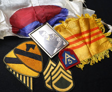 Korea & Vietnam War Grouping 1st Cavalry Sgt BATES Flags Patches Photo Insignia picture
