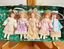 VTG Dillards Trimmings SET OF 5 PORCELAIN VICTORIAN GIRL 4” ORNAMENTS picture