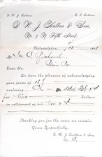 1886 D.W.J. Hutton & Son Philadelphia Business Letter Plain Pennsylvania picture