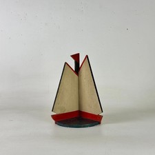 Delightful Vintage Folk Art Wood Nautical Theme Sailboat Painted Wooden Shelf picture