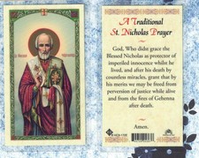 Saint Nicholas - A Traditional St. Nicholas Prayer - Laminated  Holy Card SF 172 picture