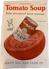 1925 Campbell's Tomato Soup Original Vintage Print Ad Can Kitchen Decor Ephemera picture