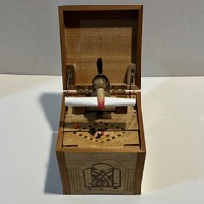 VTG Japanese Mechanical Bird Cigarette Dispenser Box Art Deco Radio Wood WORKING picture