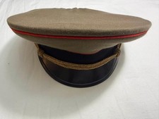 Vintage Authentic Soviet Military Peaked Visor Cap USSR Officer Hat Red Piping picture