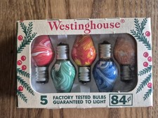 Vintage Westinghouse Marbleized C-7 Christmas Light Bulbs Box Of 5 - Unused NOS picture