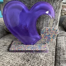 Handmade Resin Hanging Heart /w Sprinkles In Base And Little Heart picture