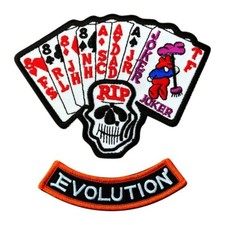 Marlboro Man Ace Joker Dead Man's Hand patch - 2PC SET -IRON ON SEW picture
