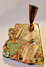 Lucite Pen Holder w/ Embedded Stones Glitter Desk Office Decor Approx 3.5