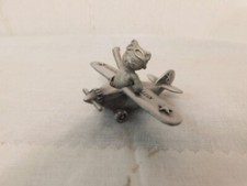 1980s Spoontiques Pewter Miniatures Cat Kitty Express Airplane Figurine picture