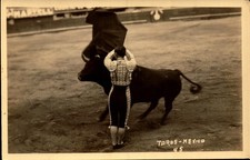 RARE AZO RPPC - TOROS-MEXICO- 1920'S POSTCARD BK85 picture