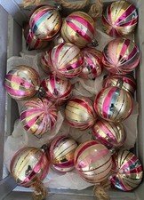 1950s Fantasia Poland Mica Mercury Glass Christmas Big Ornaments 22 picture