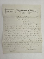1875 antique WARREN COUNTY ia TREASURER OFFICE LETTERHEAD MILLEN LAND DeFOREST picture