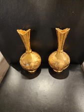 Vintage Warranted 22Karat Gold D193 Bud Vase Pair  picture