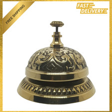 Solid Brass Victorian Style Service Desk Bell Antique Counter Call Bell 3 Inch picture