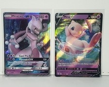2x Lot Pokemon TCG Mewtwo GX Mew V 180HP NM  picture