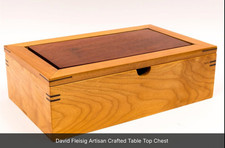 VTG David Fleisig Handcrafted Artisan Wood Tabletop Chest Box Inlaid Lid Signed picture