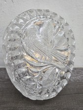 Vtg ECHT BLEIKRISTALL Clear Crystal BIRD Lidded TRINKET DISH  picture