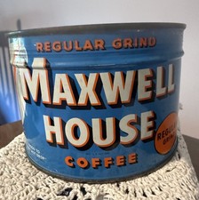 VINTAGE MAXWELL HOUSE “FULL” #1 COFFEE TIN CAN COOL GRAPHICS picture