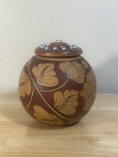 Vintage Hand-Painted Ceramic Vessel With Lid *Rare* picture