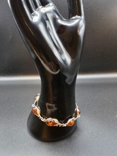 Vintage NATIVE AMERICAN 925 SILVER & AMBER 7 7/8