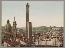 Photo:Bologna Italy 1900s Cityscape Towers Photoglob Color Postcard picture