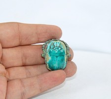 Egyptian Antique Pharaonic Turquoise Scarab Ring for Good Luck and Protection BC picture