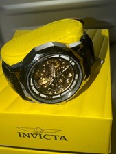 INVICTA OBJET D ART AUTOMATIC 42mm w/ SKELETON DIAL LEATHER STRAP $329 picture